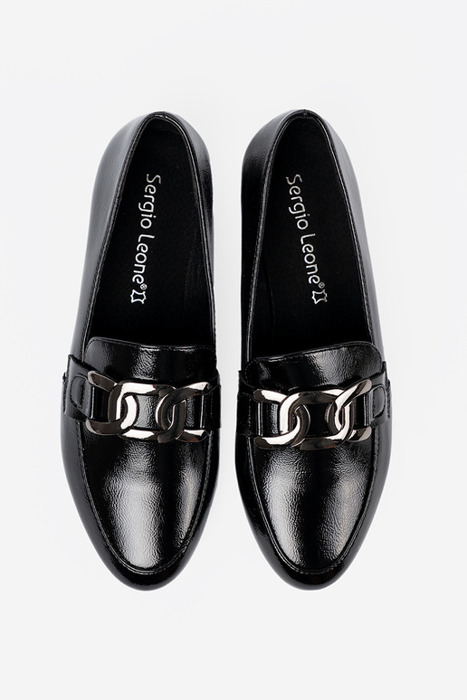 s lakovým efektom Dámske mokasíny s ozdobnou sponou Sergio Leone