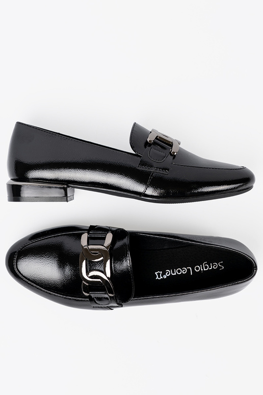 s lakovým efektom Dámske mokasíny s ozdobnou sponou Sergio Leone