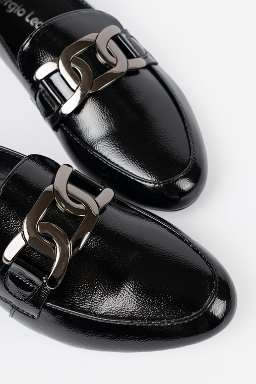 s lakovým efektom Dámske mokasíny s ozdobnou sponou Sergio Leone