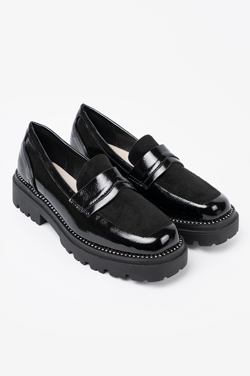 s lakovým efektom Dámske mokasíny s nitmi