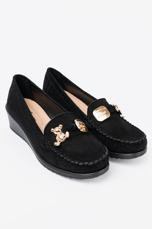 čierna zo semišu topánky z ozdobnym misiem