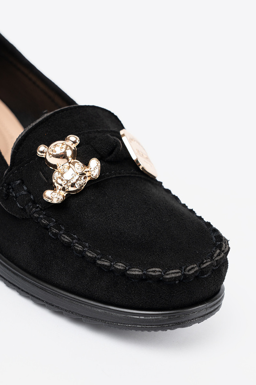 čierna zo semišu topánky z ozdobnym misiem