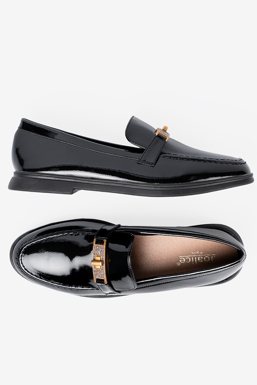 Elegantný štýl lakované Dámske mokasíny z złotą ozdobą