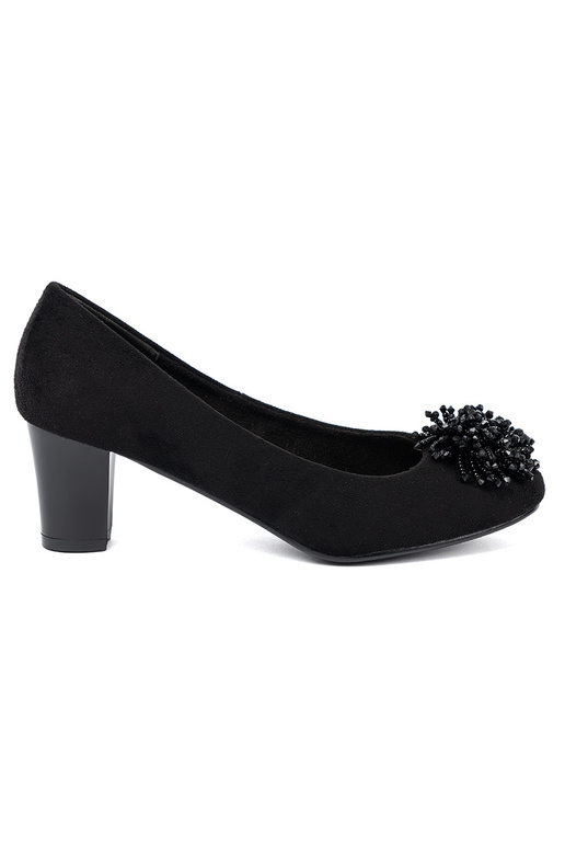 čierna Vysoké opätky z ozdobną broszką z koralikóIn