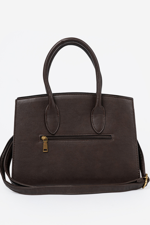 Tmavohnedá Kabelka s ozdobnou sponou In zlatám kolorze