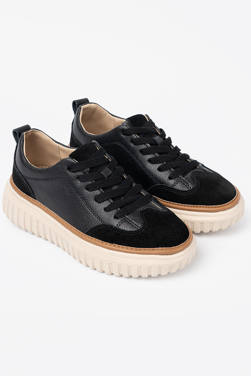 čierna Tenisky kožené na béžováj platformie Sergio Leone