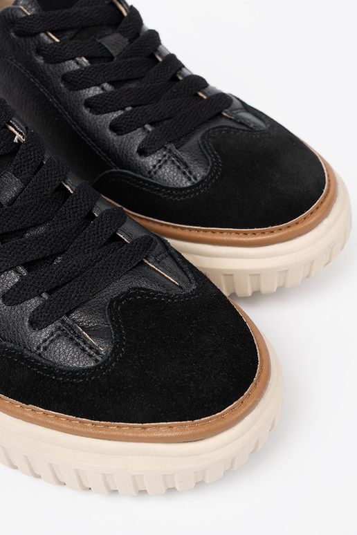 čierna Tenisky kožené na béžováj platformie Sergio Leone