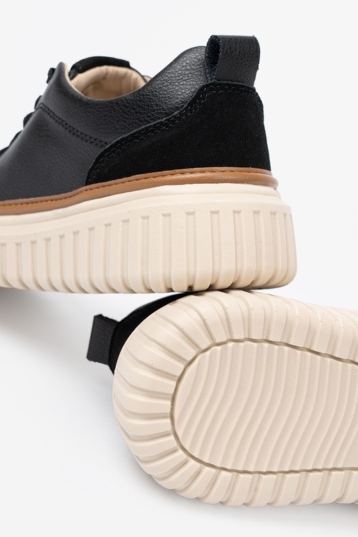 čierna Tenisky kožené na béžováj platformie Sergio Leone