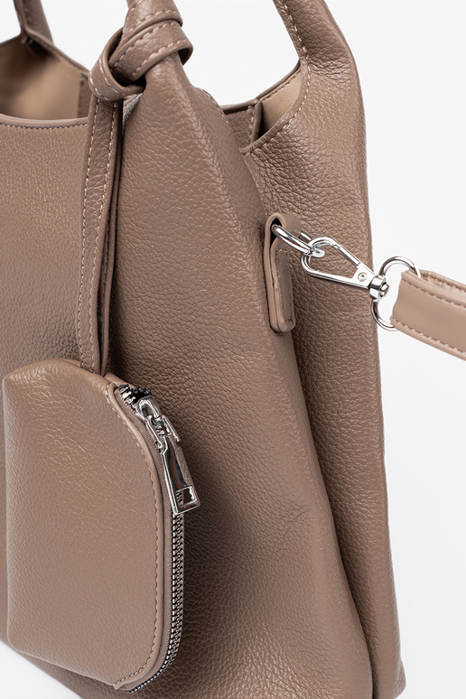 Elegantný tmavébéžová Kabelka z kosmetyczką In środku