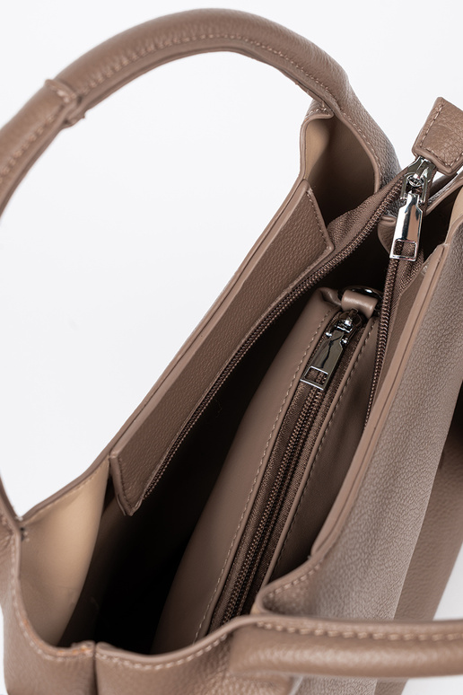 Elegantný tmavébéžová Kabelka z kosmetyczką In środku