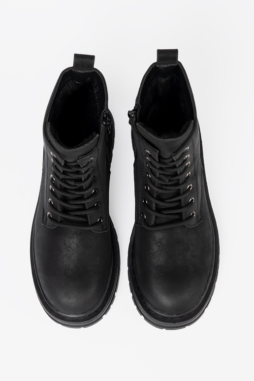 čierna topánkye z šnurovaniem i bieżnikiem Sergio Leone