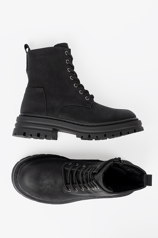 čierna topánkye z šnurovaniem i bieżnikiem Sergio Leone