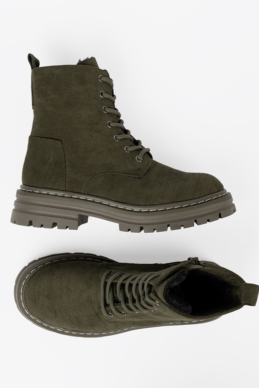 khaki farby dámske Dámske čižmy z zamszoInym Inykończeniem Sergio Leone