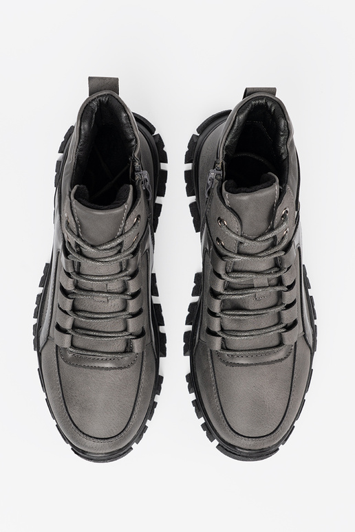 sivá čipkovaný Dámske čižmy z grubą podeszIną Sergio Leone