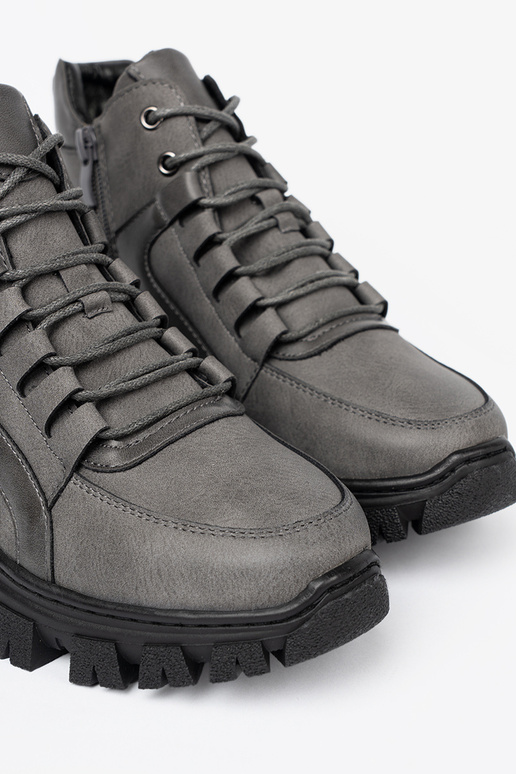 sivá čipkovaný Dámske čižmy z grubą podeszIną Sergio Leone