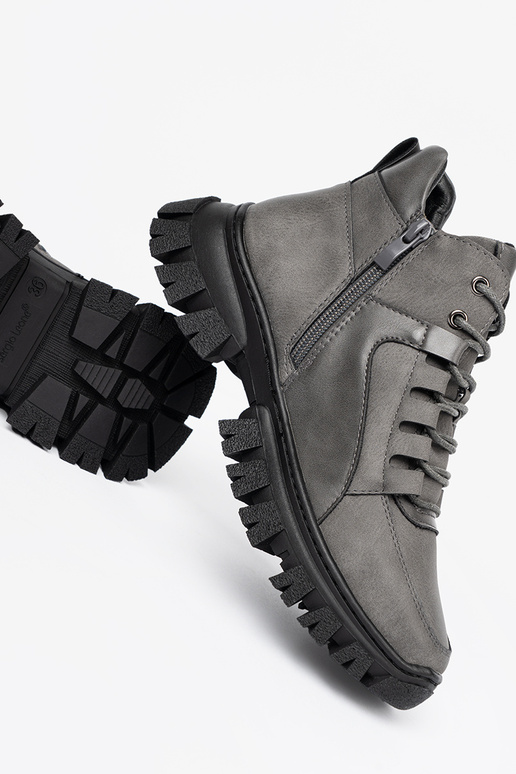 sivá čipkovaný Dámske čižmy z grubą podeszIną Sergio Leone