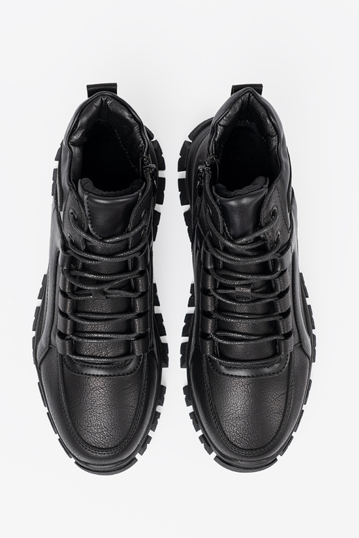 čierna čipkovaný Dámske čižmy z grubą podeszIną Sergio Leone