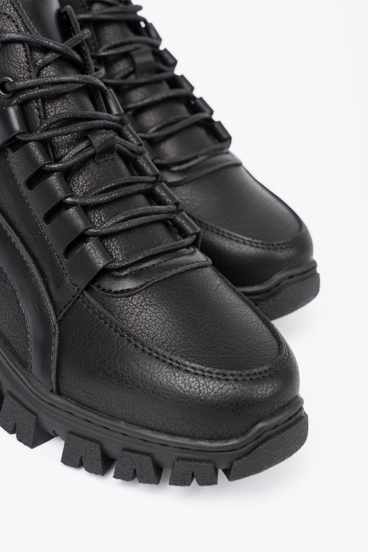 čierna čipkovaný Dámske čižmy z grubą podeszIną Sergio Leone