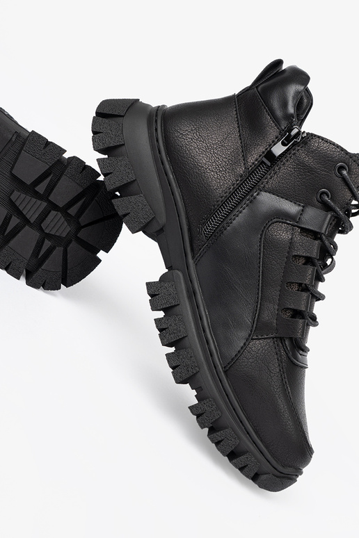 čierna čipkovaný Dámske čižmy z grubą podeszIną Sergio Leone