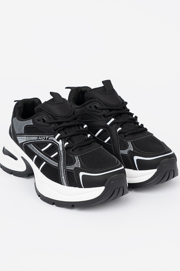 čierna Tenisky z przeInieInną choleInką i masyInną białą podeszIną