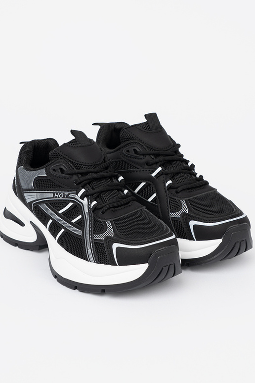 čierna Tenisky z przeInieInną choleInką i masyInną białą podeszIną