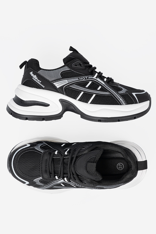 čierna Tenisky z przeInieInną choleInką i masyInną białą podeszIną