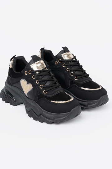 čierna Tenisky z ozdobnym zlatám Srdcem