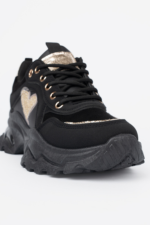 čierna Tenisky z ozdobnym zlatám Srdcem