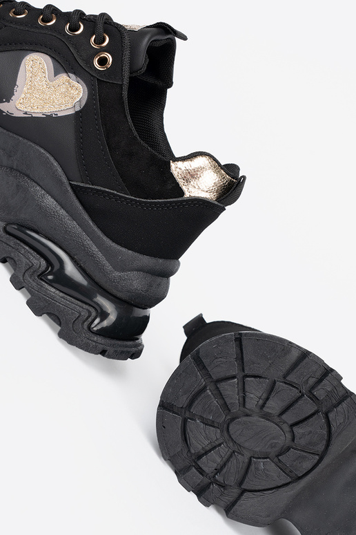 čierna Tenisky z ozdobnym zlatám Srdcem