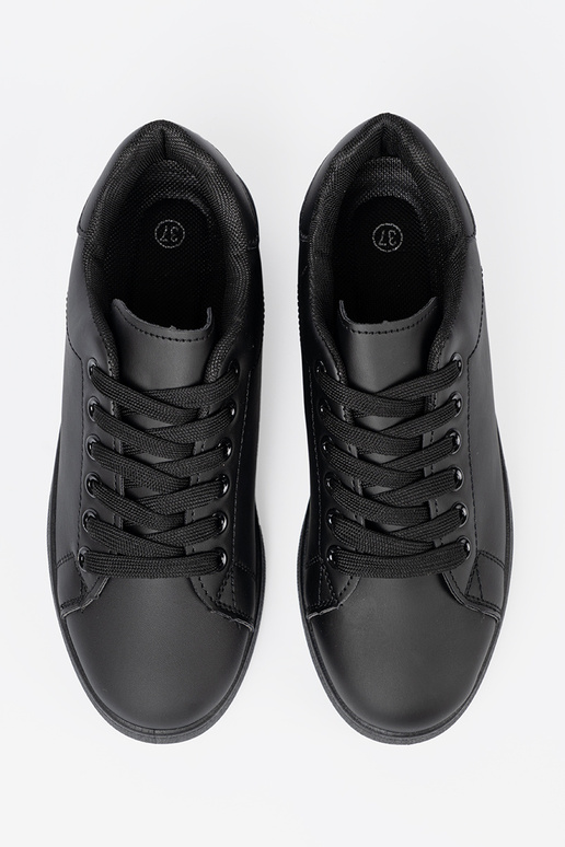 čierna Tenisky z matoInym Inykończeniem i šnurovaniem