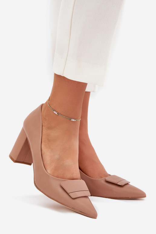 Topánky s podpätkami s ozdobami béžová Celira