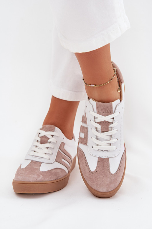 Kožené Tenisky model obuvi Dámske Vinceza 79557 biely-béžová
