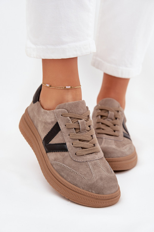 zo semišu Tenisky model obuvi Dámske s platformou Vinceza 79562 béžová