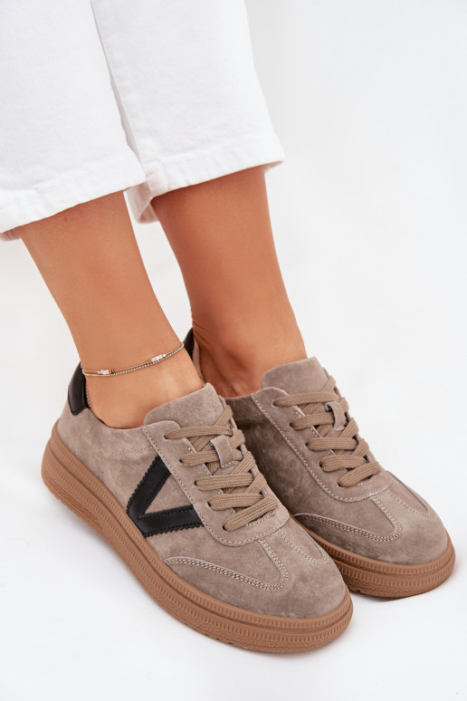 zo semišu Tenisky model obuvi Dámske s platformou Vinceza 79562 béžová