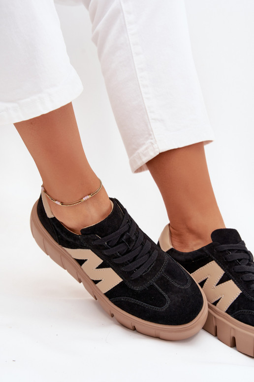 zo semišu Dámske Tenisky model obuvi s platformou Vinceza 79561 čierna