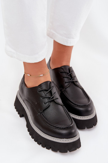 topánky dámske mokasíny So šnurovaním Big Star NN274052 čierna