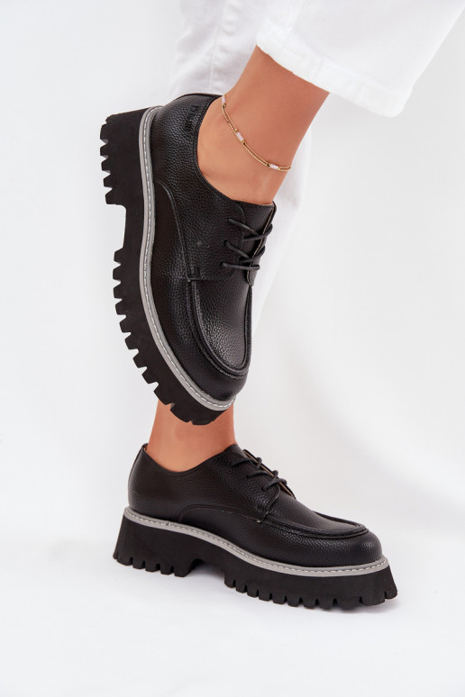 topánky dámske mokasíny So šnurovaním Big Star NN274052 čierna