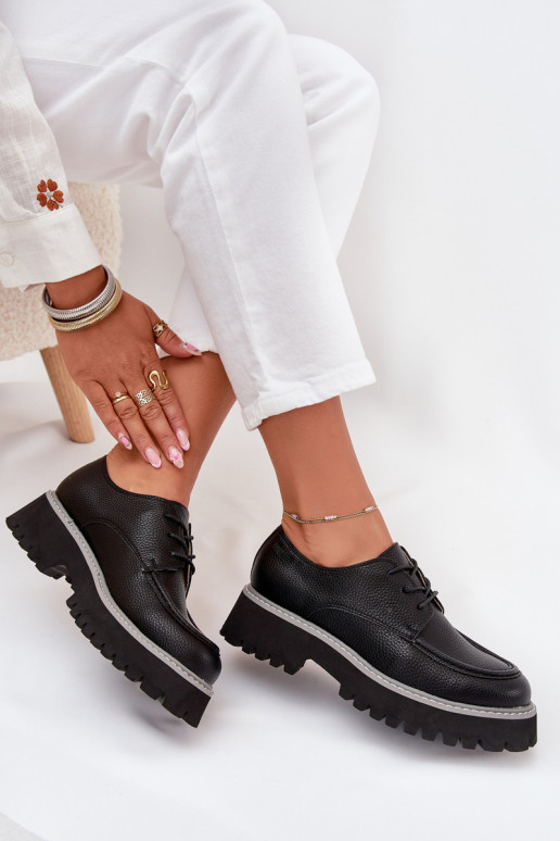 topánky dámske mokasíny So šnurovaním Big Star NN274052 čierna