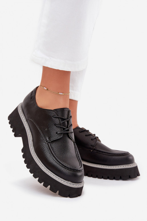 topánky dámske mokasíny So šnurovaním Big Star NN274052 čierna