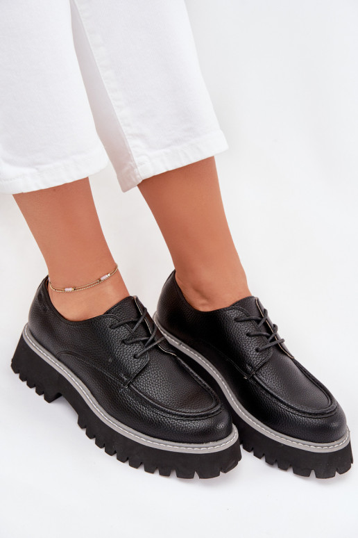 topánky dámske mokasíny So šnurovaním Big Star NN274052 čierna