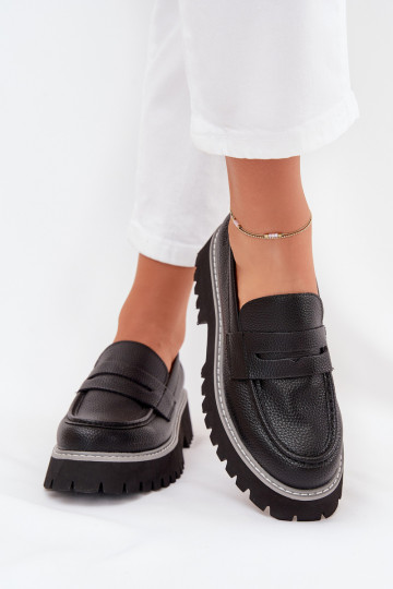 Dámske mokasíny na platforme A Ploché Pätky Big Star NN274049 čierna