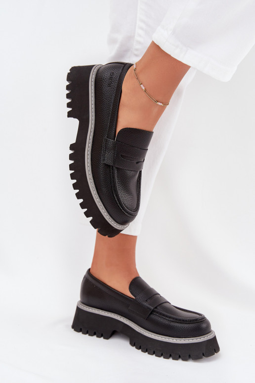 Dámske mokasíny na platforme A Ploché Pätky Big Star NN274049 čierna