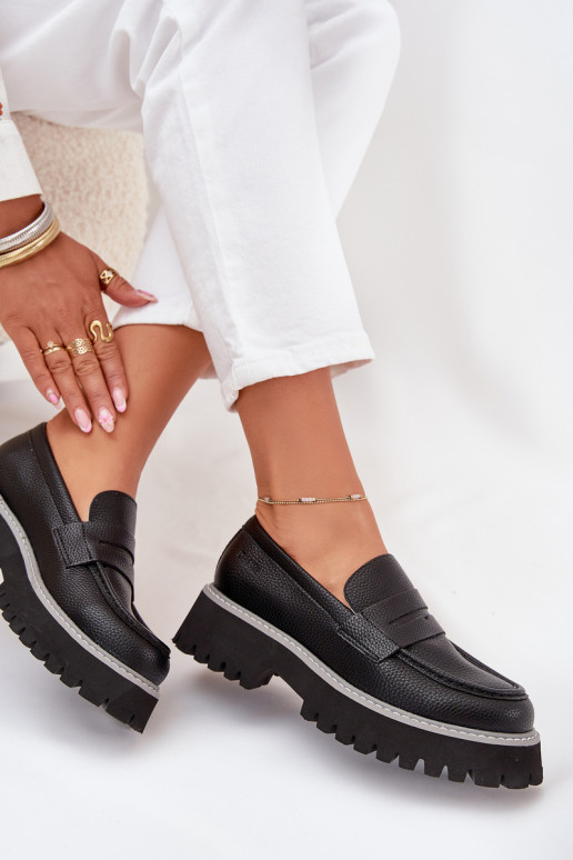 Dámske mokasíny na platforme A Ploché Pätky Big Star NN274049 čierna