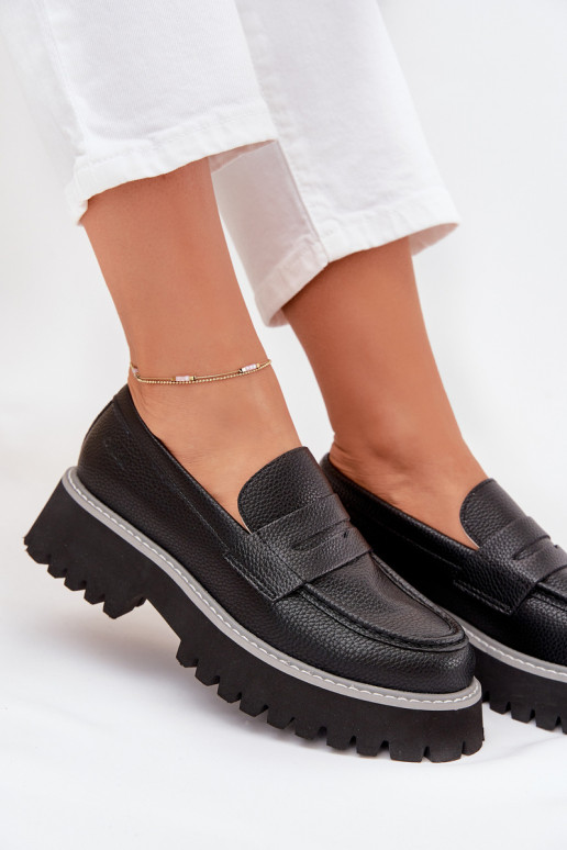Dámske mokasíny na platforme A Ploché Pätky Big Star NN274049 čierna