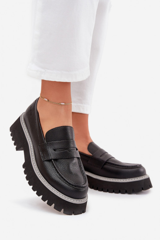 Dámske mokasíny na platforme A Ploché Pätky Big Star NN274049 čierna
