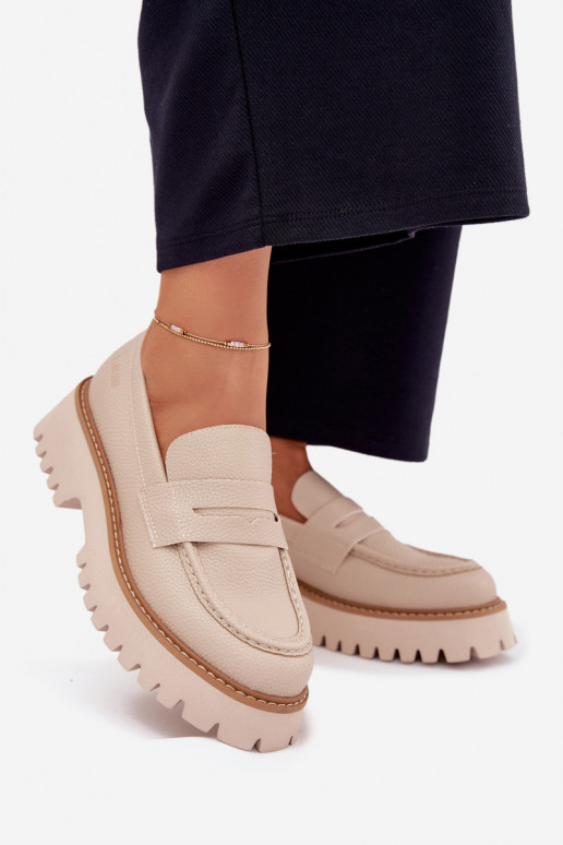 Dámske mokasíny na platforme A Ploché Pätky Big Star NN274050 béžová