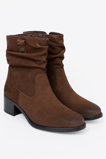 Hnedá farba kožené čižmy s volánovým zvrškom Sergio Leone