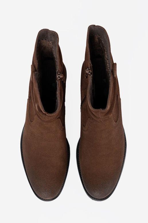 Hnedá farba kožené čižmy s volánovým zvrškom Sergio Leone