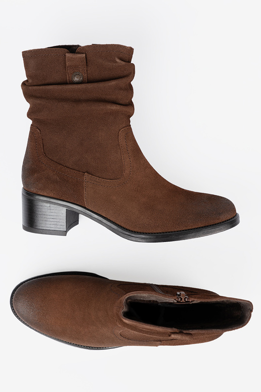 Hnedá farba kožené čižmy s volánovým zvrškom Sergio Leone