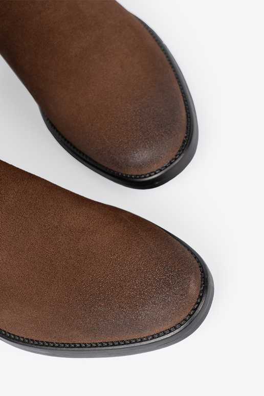 Hnedá farba kožené čižmy s volánovým zvrškom Sergio Leone